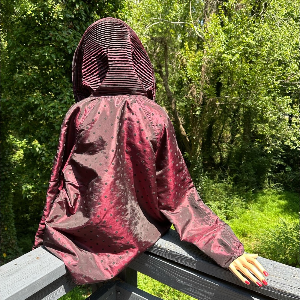 Boho Dotted Whimsigoth Witchy Reversible Hooded Boutique Rain Jacket by UbU ~ M - Picture 4 of 16